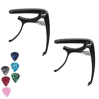 HOLDER Lot de 2 Capodastres de Guitare pour Guitares Acoustiques et éLectriques Professionnelles Capo UkuléLé en Alliage avec 6 MéDiators - Les Beatles, Paul McCartney, John Lennon, RIngo Starr, George Harrison