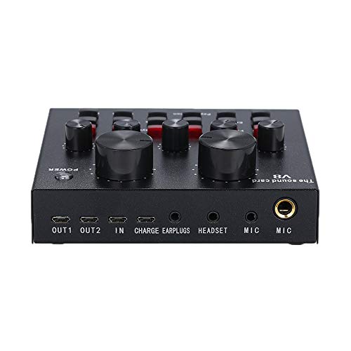 KKmoon V8 Placa de Som Multifuncional, Mixer de Áudio, com Microfone
