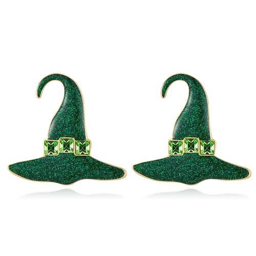 Halloween Earrings for Women Green Witch Hat Studs Earrings Horror Party Holiday Costume Jewelry