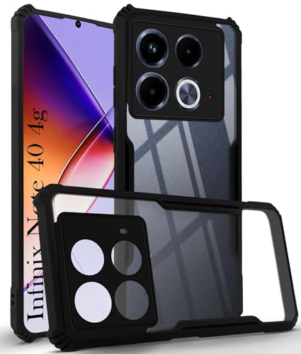 Image of Jkobi Back Case Cover for Infinix Note 40 (Polycarbonate with Shockproof Clear Panel | Crystal Glass Back | Camera Protection | Black)