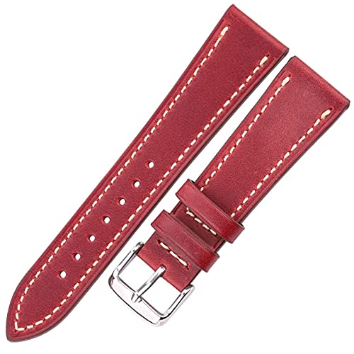 Correa de reloj de cuero de 20mm con hebilla plateada en color marrón clásica