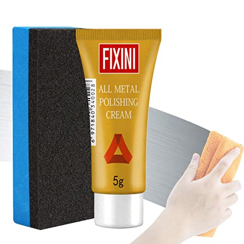 Keptfeet Pasta para pulir Metales, Crema para pulir Metales, Pulido removedor óxido con Cepillo, solución Pulido para Reloj cerámica Acero Inoxidable con Espejo Cera