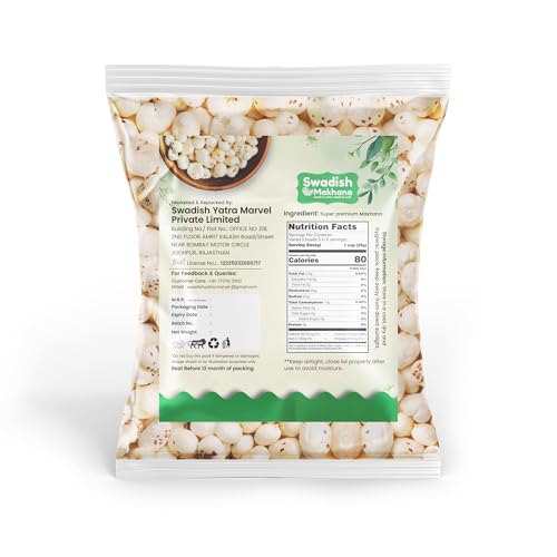 Image of SWADISH Super Premimum Phool Makhana 900G | Jumbo Size Phool Makhana for Prasadam | Handpicked 6+ Sutta | Fox Nuts /Lotus Seeds