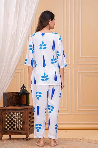 Image of Women's Printed Night Suit Set Pajama with Top Lightweight Soft & Comfy Sleepwear for Girls & Women