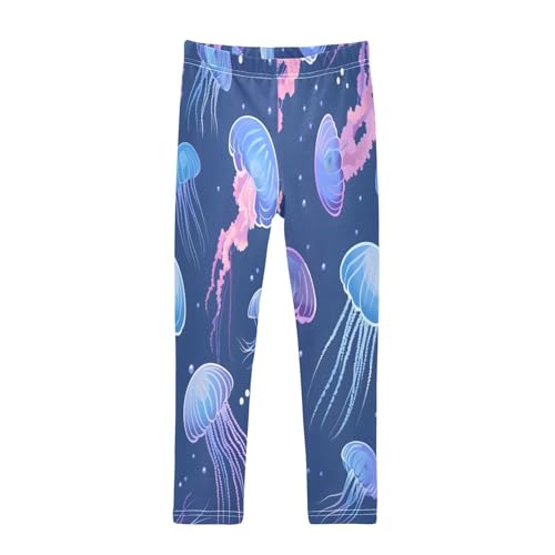 Bolaz Toddler Girls Leggings Printed Yoga Pants Leggings Blue Purple Jellyfish for Kids