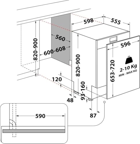 HOTPOINT Lave vaisselle encastrable H2IHD524A 82x59.8x55.5 14 couverts - vue 6