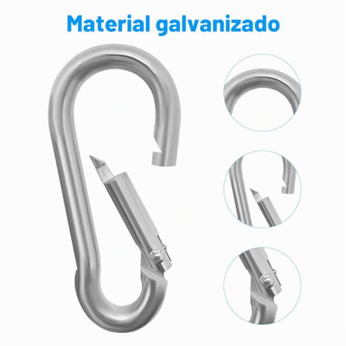 Miniatura 3 de Skythrive Mosquetones Pequeños 12 Piezas - Mosquetones De Acero Inoxidable Resistentes Hasta 180 Kg, 6 X 60 Mm, Ideales Para Toldos, Hamacas, Mochilas, Correas De Perro, Camping Y Viajes