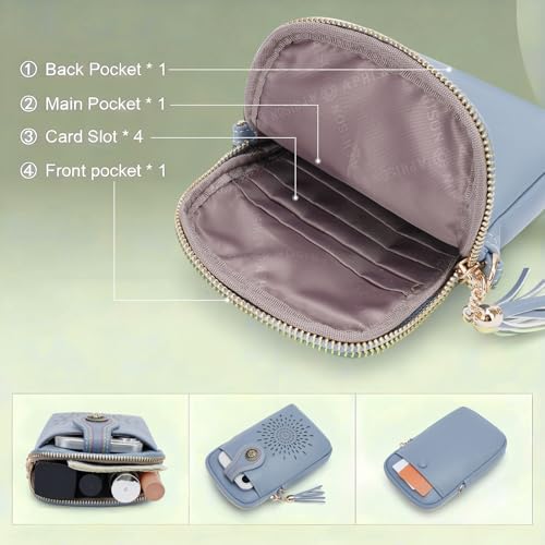 Image of APHISON Small Crossbody Bags for Women, Lightweight Vegan Leather Cell Phone Purse, Cute Purses with Tassels
