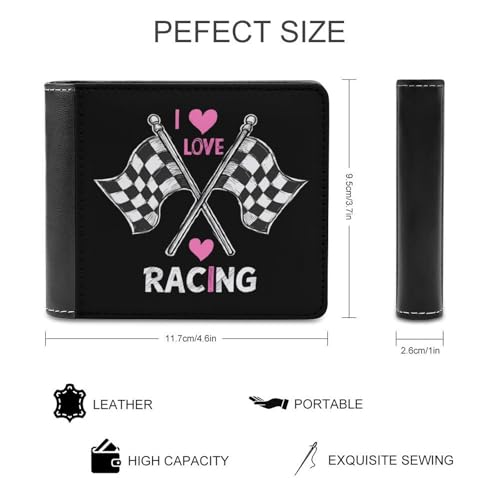I Love Racing Rally Flags Bi-fold Wallet for Men Women Print PU Leather Slim Cash Card Holder2