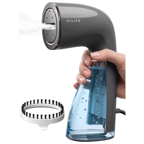 Image of HiLIFE Steamer for Clothes, 1100W Clothes Steamer, Fast Wrinkle Removal with Large 300ml Tank, Ideal for All Fabrics, Easy to Use, Compact and Portable Travel Garment Steamer-Grey