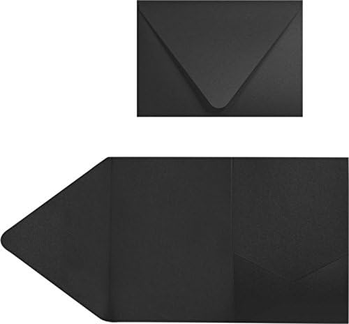 LUXPaper A7 Pocket Invitations | 5" x 7" | Midnight Black | 100lb. Cover | 20 Qty