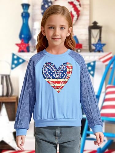 Image of CAZYCHILD Girls 4th of July Shirt Boys USA Tshirt Kids American Flag Sweatshirt Patriotic Pullover Tee Tops
