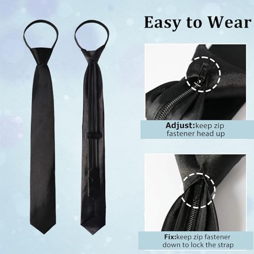 Image of Luckyvestir Womens Tie, Pre Tied Black /Red Ties for Women Adjustable Zipper Womens Necktie