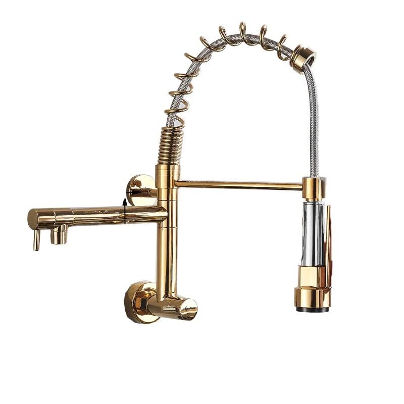 Aquieen Wall Mounted Pull Out Kitchen Sink Faucet (Sink Cock Spring Gold) (B0CP9CHZYF) Amazon Price History, Amazon Price Tracker