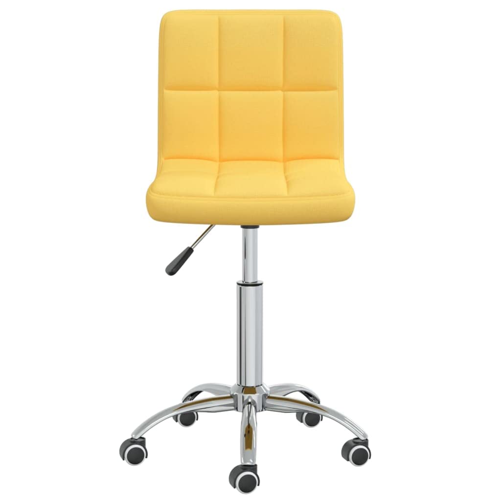 Bürostuhl, drehbar, verstellbar, Senfgelb, mit Gashebemechanismus und 360-Grad-Rollen, mit weichem Stoff bezogen und gepolstert, für ergonomischen Schreibtisch