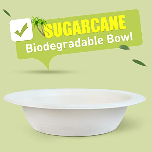 Green Earth, 16 oz, 125-Count, Compostable Bowls, Natural Bagasse (Sugarcane Fiber), Disposable - Round Shape - Gluten-Free - Eco-Friendly - Image 3