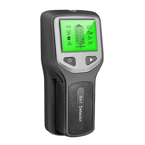 Detector de metales 5 en 1 HLW330 con pantalla LCD, calibración automática, detección de cables, 152 x 62 x 28 mm, ABS negro/naranja/plata, batería de 9 V