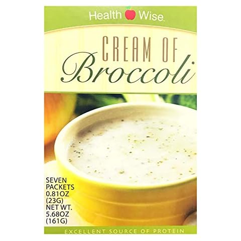 HealthWise Cream of Broccoli Soup for- Hunger Control - for Weight Loss- - Protein Supplement - (7 Packets of 0.81 Oz., Net 5.67 Oz.) - 15 Grams of Protein - 80 Calories Cover