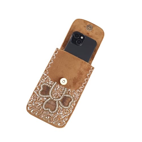 Image of J I ACCESSORIES Velvet Saree Clutch Mobile Pouch Waist Clip Ladies Purse Gift For Women