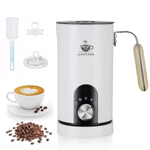 Jianyana Milk Frother Electric 5 in 1 Automatic Milk Frothers 350ml Large Capacity Hot Cold Foam Maker Milk Steamer Coffee frother Silent Operation for Coffee, Cappuccinos, Macchiato, Latte (White)