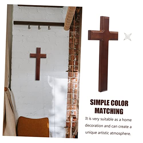 Cruz de oración colgante de madera PRETYZOOM crucifijo tradicional decorativo de pared 4