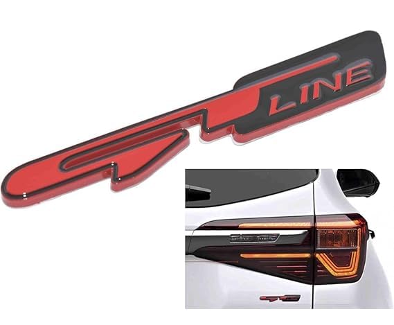 Image of Emblems for Car & Bike Metal Lo.go and Grill Me.tal Lo.go, Auto Accessories for Car Emblem 3D Badge Auto Racing Sport Sticker Grand Tourer Decal. (RED Black GT LINE Sticker)