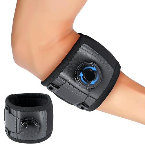 Ghekkli Coudière Sport Réglable - Coudiere Musculation de Compression Respirante avec Système BOA - Pour Tennis, Basketball, Cyclisme(Noir, 22-30cm)