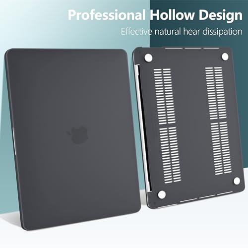 DONGKE for MacBook Pro 13 inch Case 2023 2022 2021 2020 Release Model: A2338 M2/M1 A2289 A2251 with Touch Bar & Touch ID, Frosted Matte Plastic Hard Shell Case & Keyboard Cover, Black