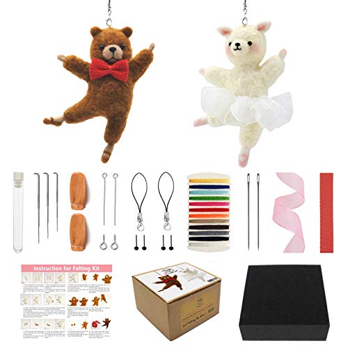 Orso e Alpaca Feltro Kit Per Principianti, Lana per Feltro Regalo per Mamma, Nonna