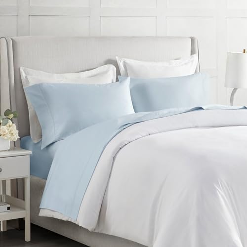 Madison Park 500TC 100% Egyptian Cotton Sheets King Bed Set, Light Blue