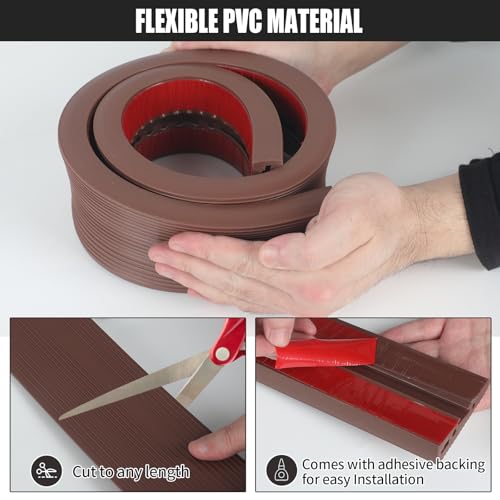 90x7,5cm Übergangsprofil, Rollstuhlrampe, Überstreifen für Türschwellen, Übergangsprofil Selbstklebend, für Elektro-Rollstuhl, Kinderwagen, Garage, Saugroboter (Braun, Höhe:2cm)