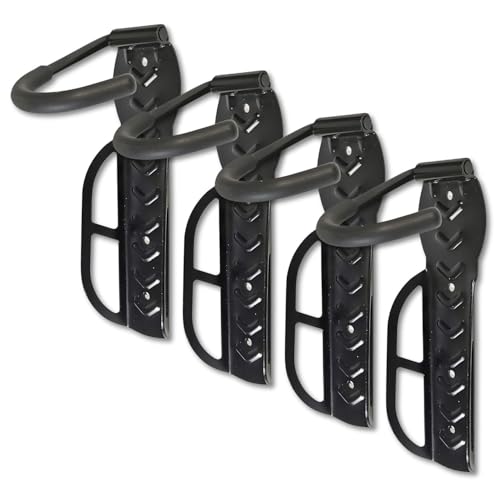 Red Loon 4 soportes de pared para bicicleta, soporte de pared para bicicleta, soporte para bicicleta, soporte para bicicleta, para garaje interior, capacidad de carga de hasta 25 kg por gancho de