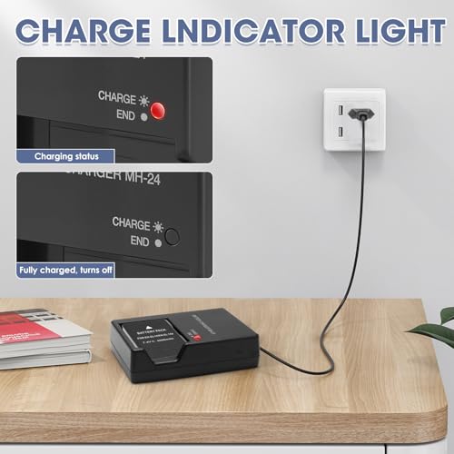MH-24 Akku Ladegerät für EN-EL14 EN-EL14A Schnell Battery Charger für Nikon D3100 D3200 D3300 D3500 D5100 D5200 D5300 D5500 D5600 Effizient Akkuladegerät für Nikon SLR-Kameras mit 60 cm Netzkabel