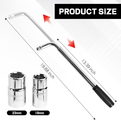 Image of Telescoping Lug Wrench, Extendable 4 Way Lug Wheel Wrench, Wheel Nut Remover Set with 17 /19mm and 21 /23mm Sockets, Universal Tire Repair Tool Kit for Cars Trucks SUVs