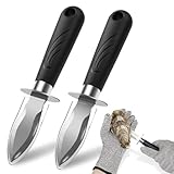 xaziudi Oyster Shucking Knife Set - 2 Stainless Steel Oyster Shucker and Oyster Shucking Knife with PVC Sheath & 2 Cut Resistant Gloves and Oyster Shucking Kit for All Kinds of Shells, Clam, and Crab