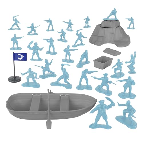 Tim Mee Pirates of Treasure Island – Blaue 28-teilige Kunststoff-Spielzeugfiguren Bootstruhe