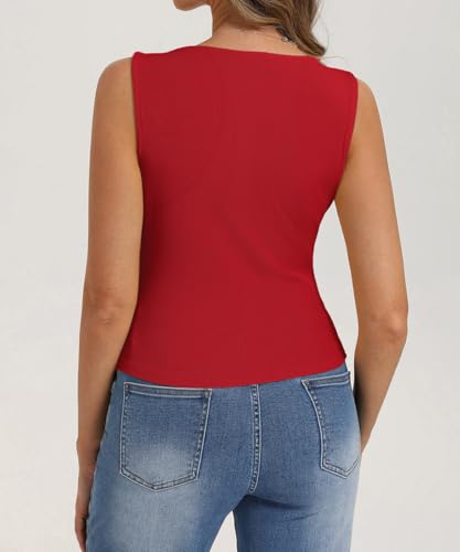 Image of Belle Poque Womens Button Down Tank Tops Ribbed Summer Vest Slim Fit Crop Going Out Tops Open Front Sleeveless Y2K Clothes