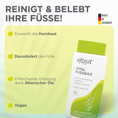 efasit Vital Fußbad, 400g – basischer Hornhaut Badezusatz, für wohlriechende, gepflegte und entspannte Füße, Hornhautweicher, bis zu 30 Anwendungen