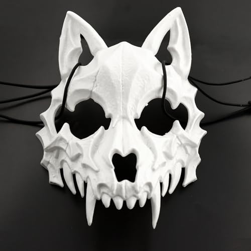 SHOWHEEL Lupo Teschio Maschera Costume, Animale Maschera Scheletro Halloween, Maschera Scheletro Lupo, Maschera Scheletro Animale, Maschera per Halloween/Cosplay/Festa a Tema, Unisex
