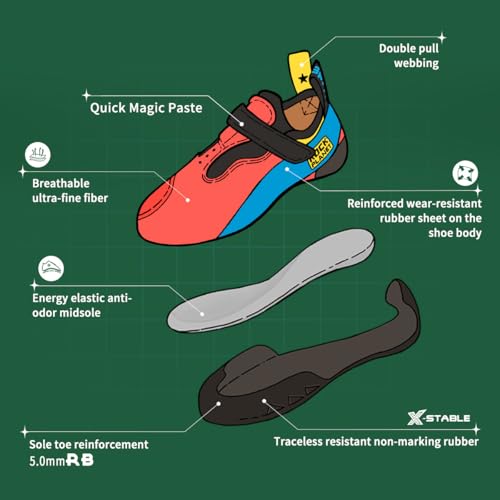 Men Women Sport Climbing Shoes Lightweight Bouldering Shoes with Sticky Rubber Sole for Indoor Outdoor Climbing Gym Breathable Slip-Resistant‌4