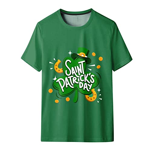 STKOOBQ Camisetas femininas casuais com estampa do dia de São Patrício manga curta solta elegante ca