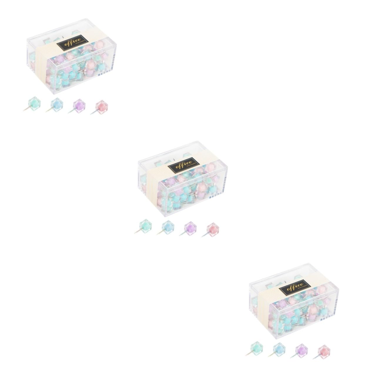 Gadpiparty 3 Series Chinchetas Coloridas Transparentes para Oficina Y Decoración Diseño para Tableros De Corcho Y Paredes Accesorios DIY Multi Coloridos 80 Piezas*3