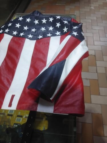 Men’s American Flag Leather Biker Jacket – Genuine Leather USA Motorcycle Rider Coat with Bold Stars & Stripes Design4