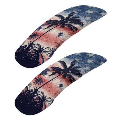 Wanzuoeng American Flag Print Office Chair Arm Rest Cover Set of 2 Coconut Tree Print Soft Elastic Gaming Chair Armrest Covers with Elastic Edge Home Decoration