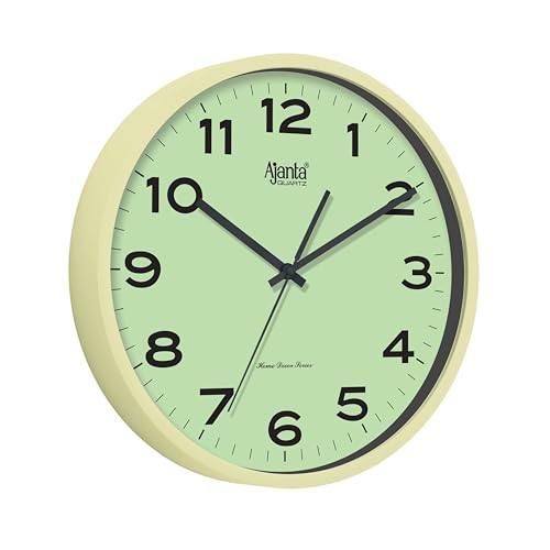 Image of Ajanta Home Decor Clock 12 Inch (305mm) Parrot Green | Luxury Silent Sweep Wall Clock | Stylish Modern Design | Model 10047