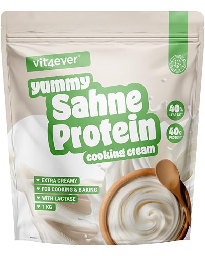 vit4ever Yummy Sahne Protein - 1000g - Proteinreiche Koch- & Backzutat