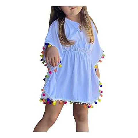 Toddler Baby Girls Beach Cover Up Dress Tassels Swimsuits Coverups Rash Guards Kids Clothes (White, 4-5 Years) Cover
