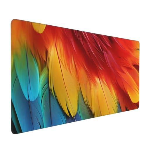 Tapis de souris bureau plumes colorées grand format pour ordinateur portable maison