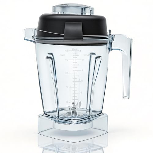 48oz Low-Profile Blender Pitcher, Compatible with Vitamix 5200 5300 750 7500 5000 6300 E310 E320, Replacement Container with Stainless Steel Blades – Fits Classic & Explorian Series