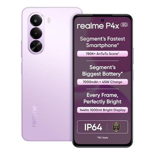 Image of realme P4X 5G Smartphone 8GB RAM 128GB ROM 6.72 inch 144Hz Display 7000mAh Titan Bettery 45W Fast Charge Dimensity 7400 Ultra Chipset IP64 Waterproof Dual SIM (Elegant Pink)